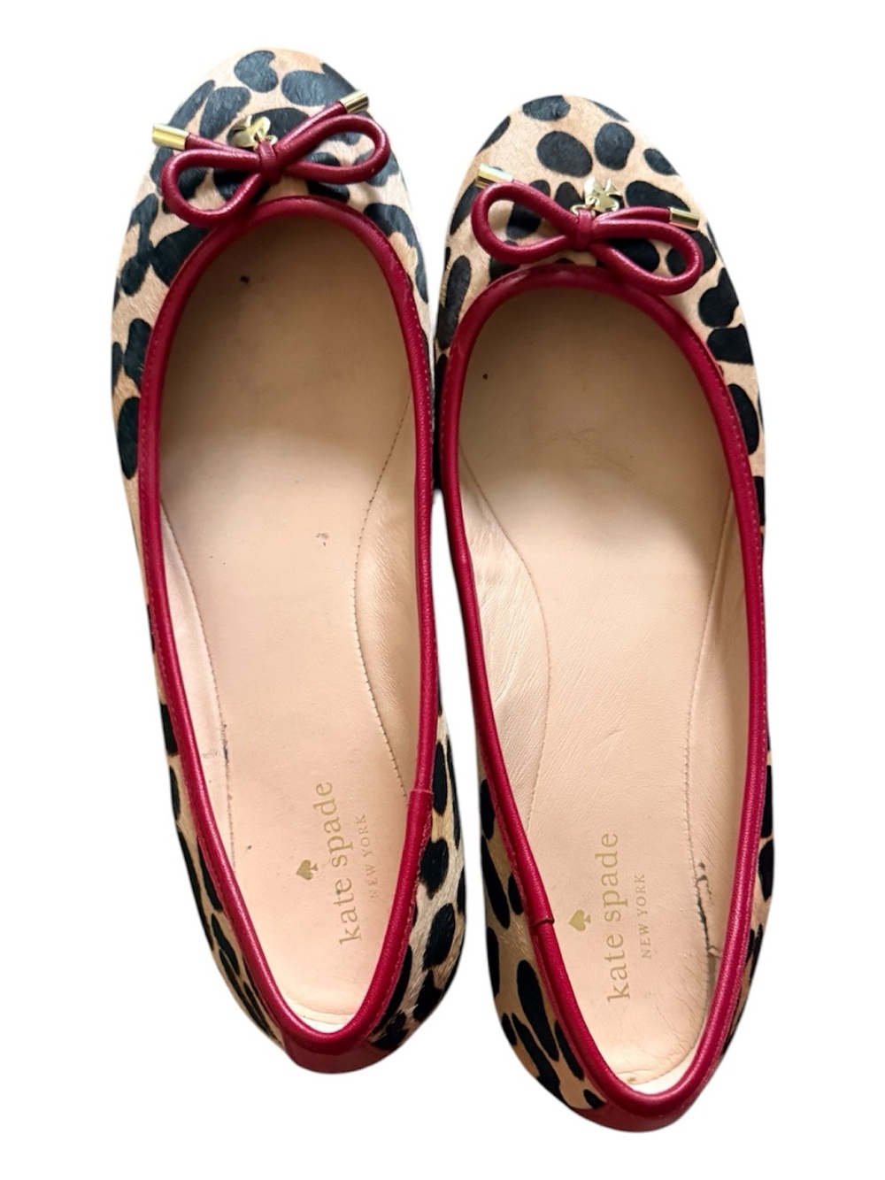kate spade Leopard Print Ballet Flats with Red Trim